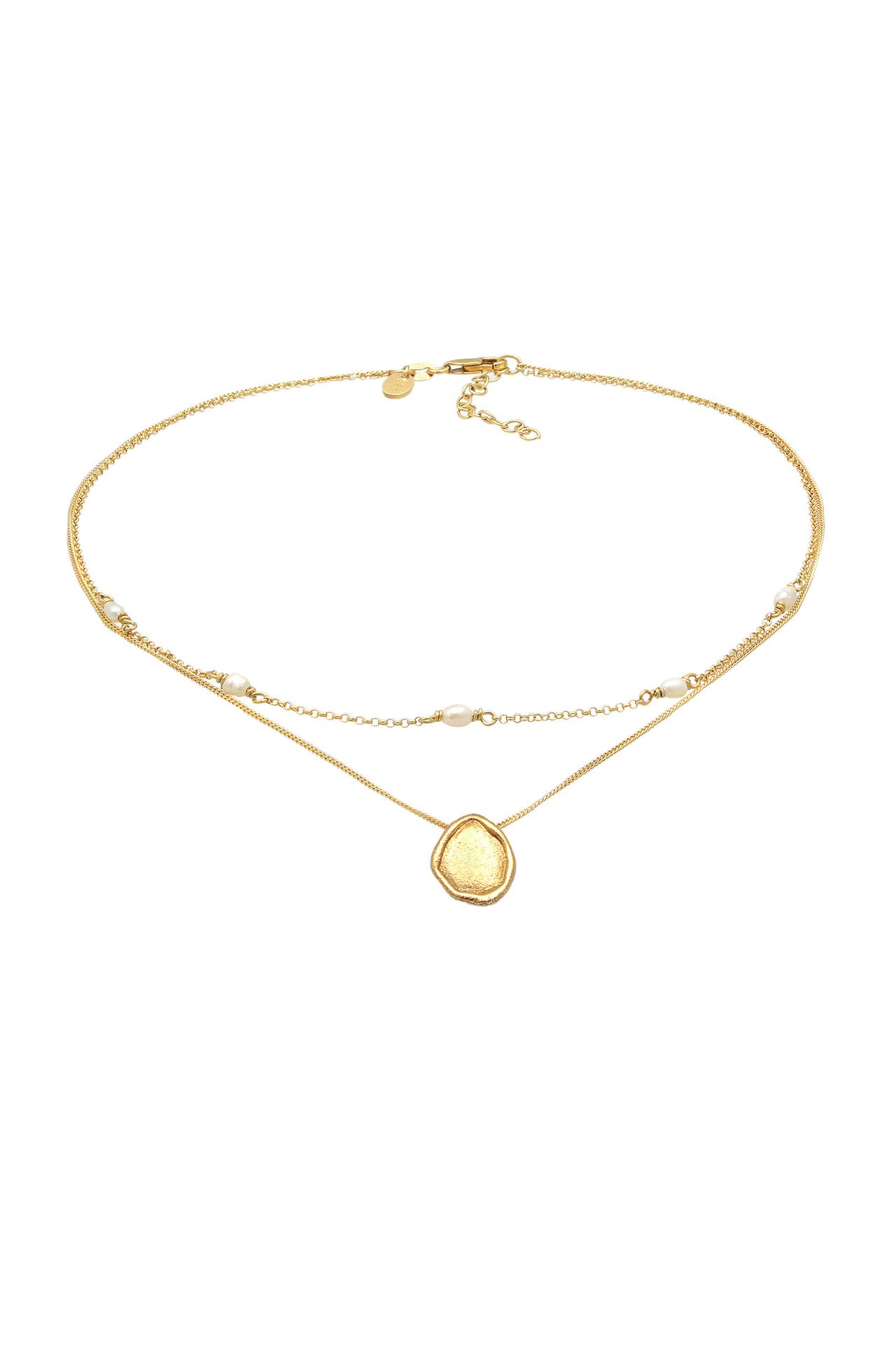 ELLI PREMIUM Kette Choker Layer Süßwasserperlen Coin 925 Silber Gold, Bild 1