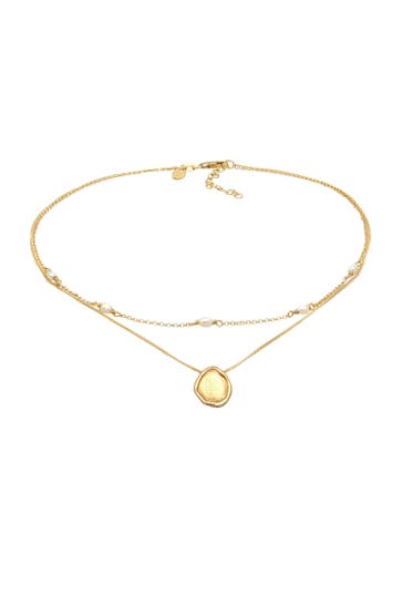 ELLI PREMIUM Kette Choker Layer Süßwasserperlen Coin 925 Silber Gold