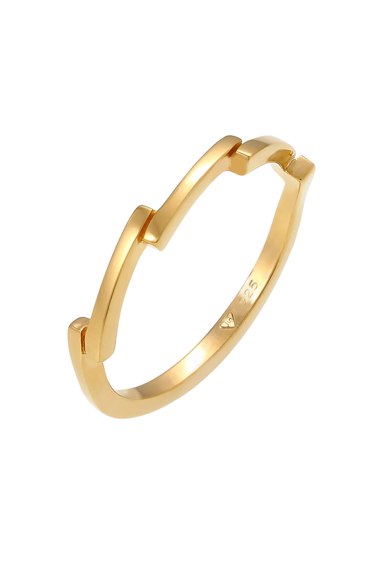 ELLI Ring Stylisch Edel Fein gezackt aus 925 Silber Gold, Bild 1