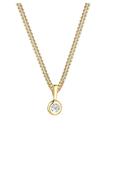 ELLI DIAMONDS Kette Solitär Diamant Brillantschliff (0.03 ct) 925 Sterling Silber Gold