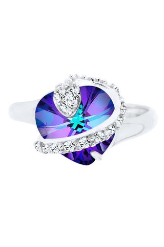 ELLI Ring Herz Kristalle Glamourös 925 Silber Violett