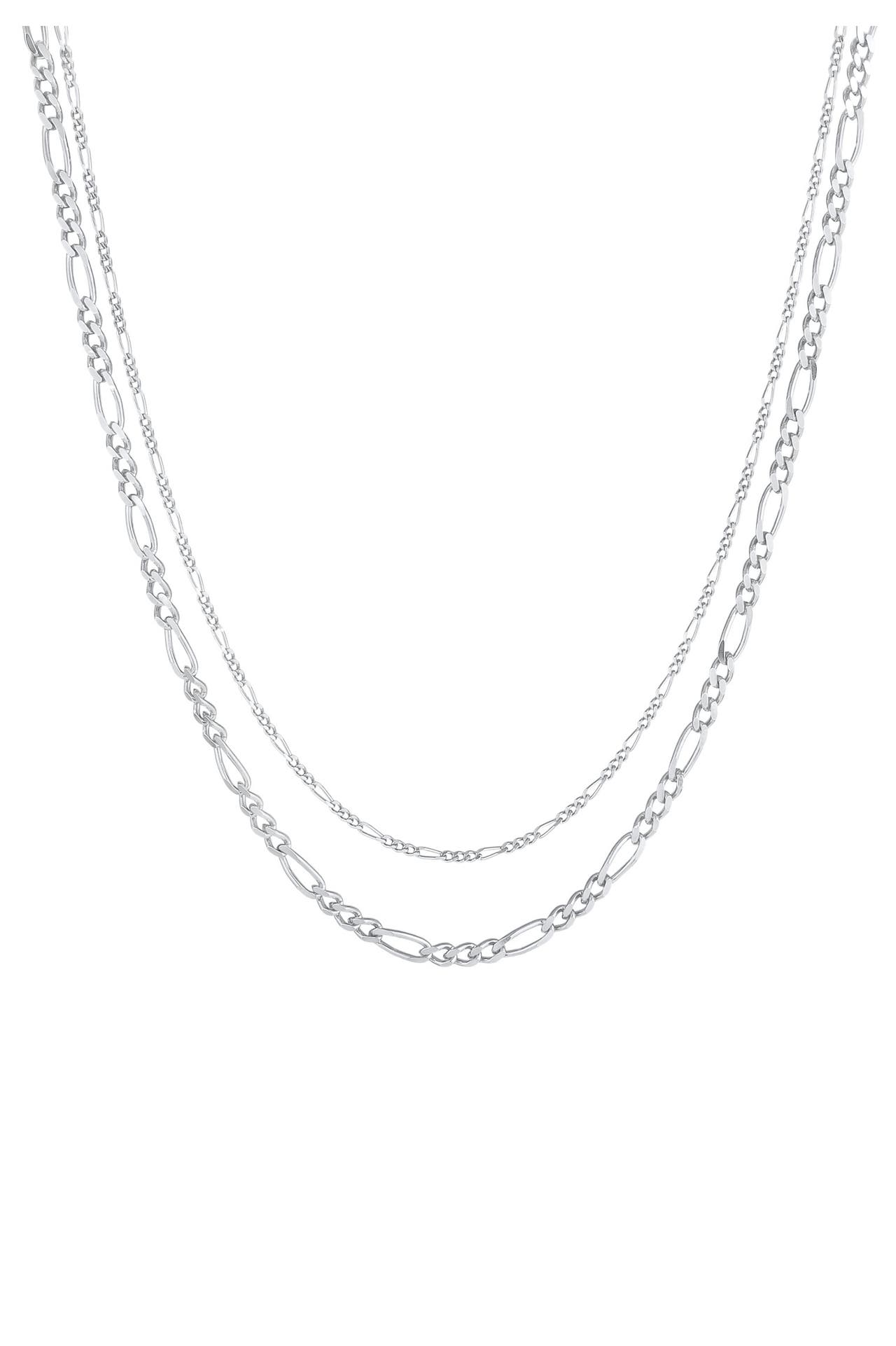 ELLI PREMIUM Kette Figaro Layer Kette Basic 925 Silber Silber, Bild 1