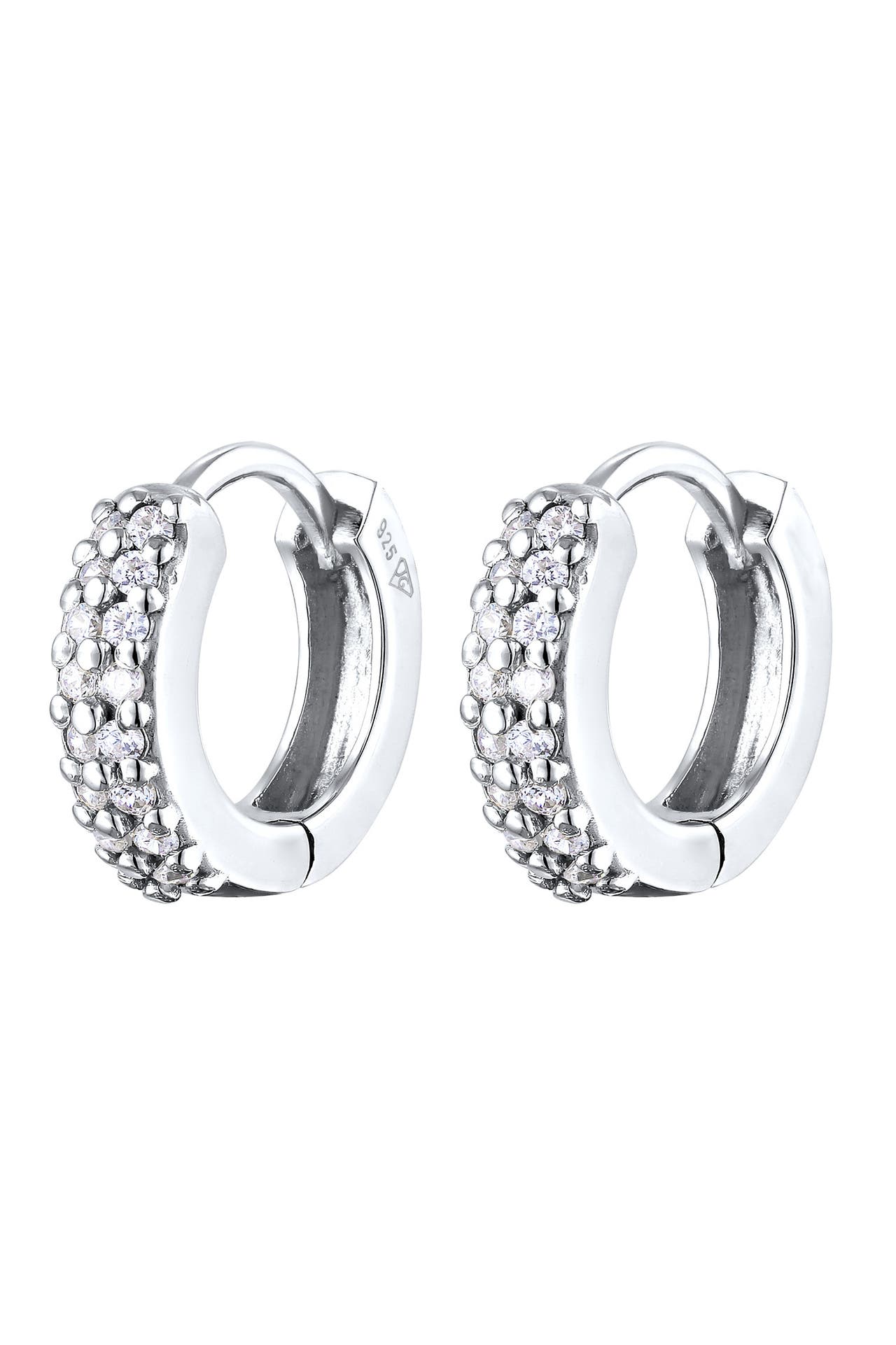 ELLI Ohrringe Creolen Scharnier Zirkonia 925 Silber Silber, Bild 1