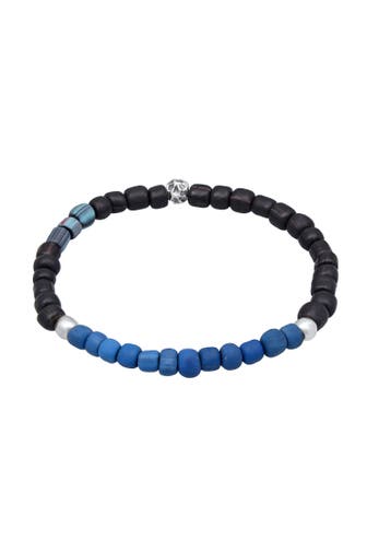 KUZZOI Armband Glas Beads 925 Silber Dunkelblau