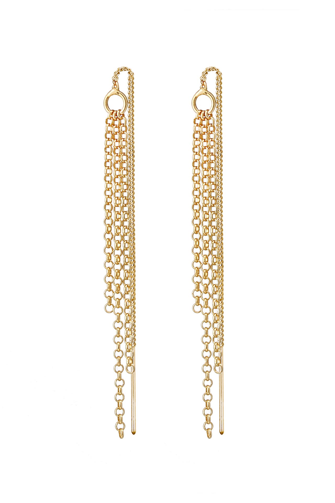 ELLI Ohrringe Durchzieher Ketten Style Elegant 925 Silber Gold, Bild 1