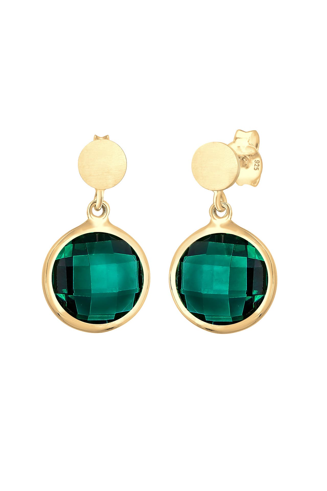 ELLI PREMIUM Ohrringe Ohrhänger kurz Quarz Grün 925 Sterling Silber vergoldet Gold, Bild 1