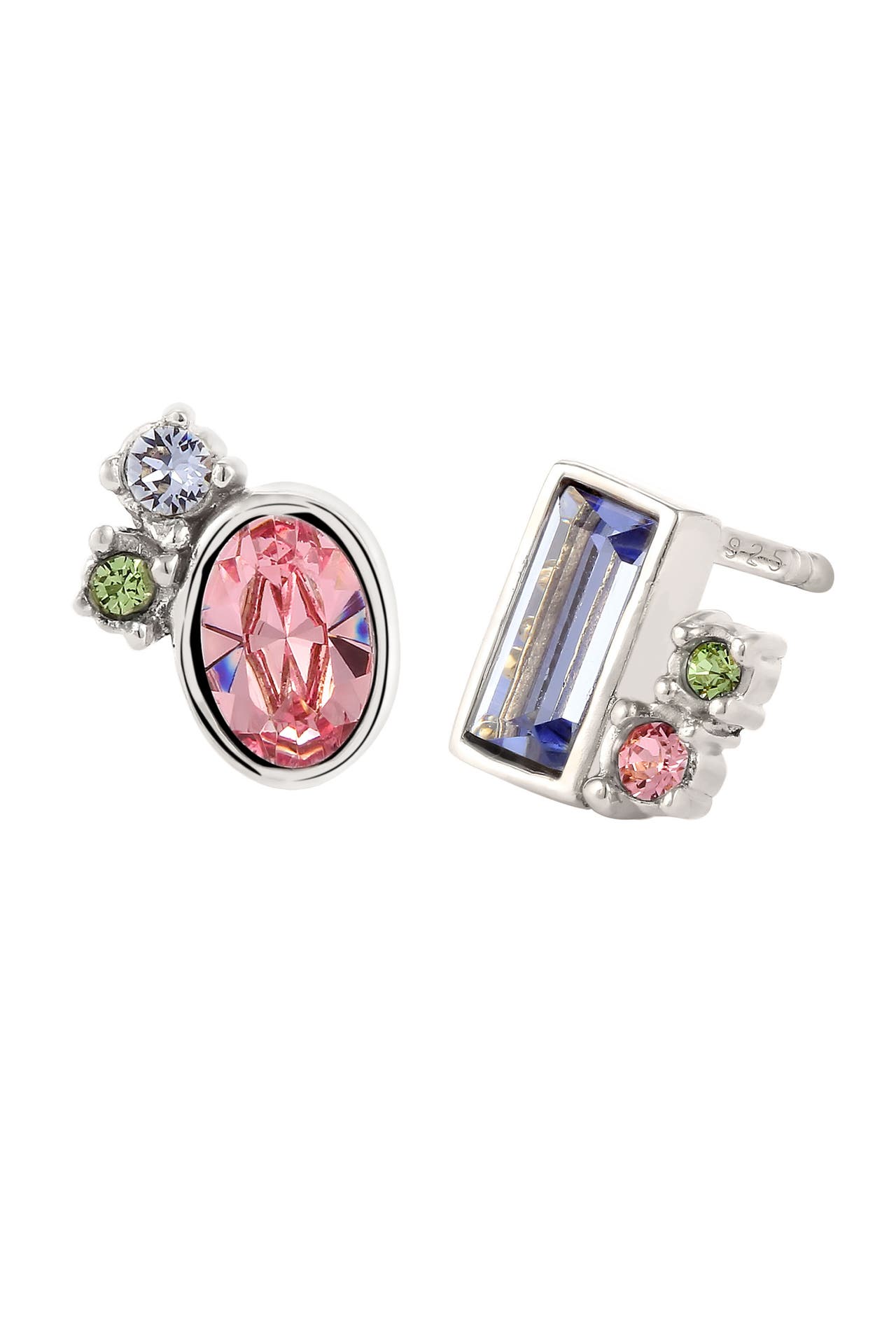 ELLI Ohrringe Ohrstecker Rosa Blau 925 Sterling Silber, mit Kristallen von Swarovski® Silber, Bild 1