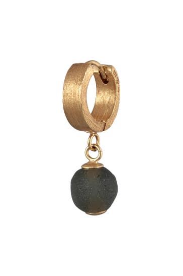 KUZZOI Ohrringe Herren Single Creole mit Glasperle 925 Silber