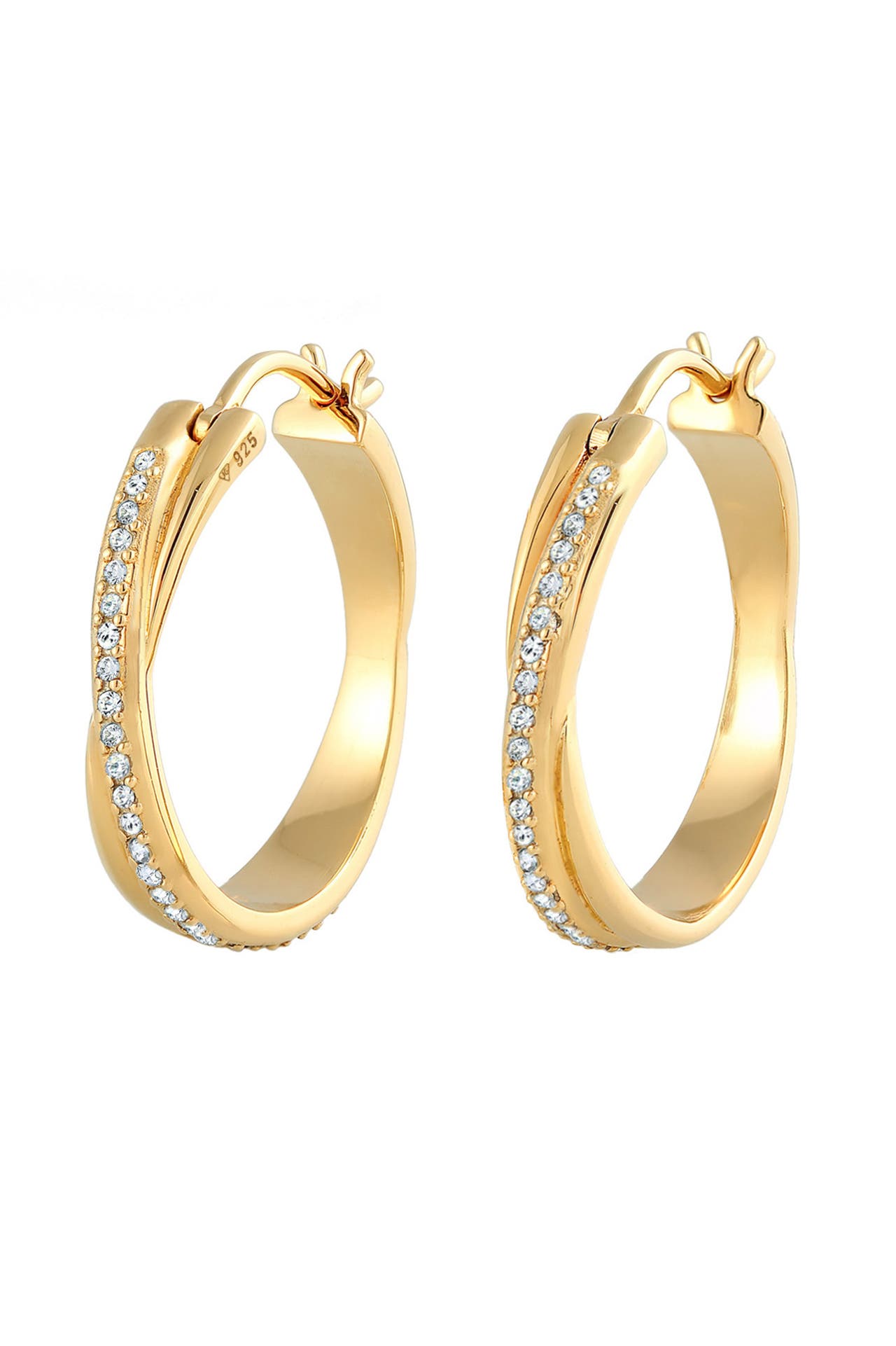 ELLI Ohrringe Creole Verschlungen 925 Silber, mit Kristallen von Swarovski® Gold, Bild 1