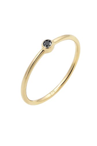 ELLI DIAMONDS Ring Solitär Schwarzer Diamant (0.03 ct) 375er Gelbgold Gold