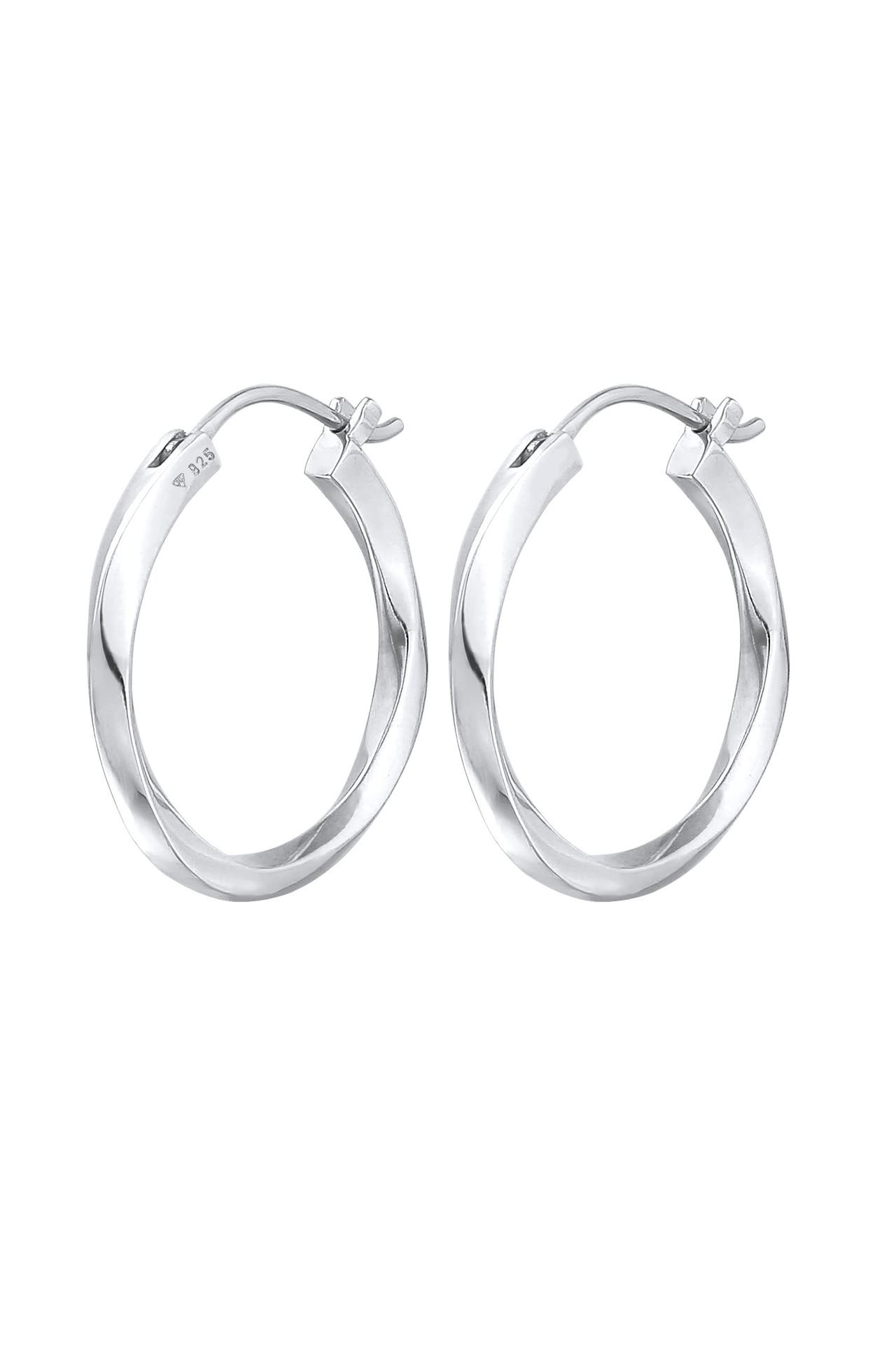 ELLI PREMIUM Ohrringe Creolen Twisted Gedreht Trend 925 Silber Silber, Bild 1