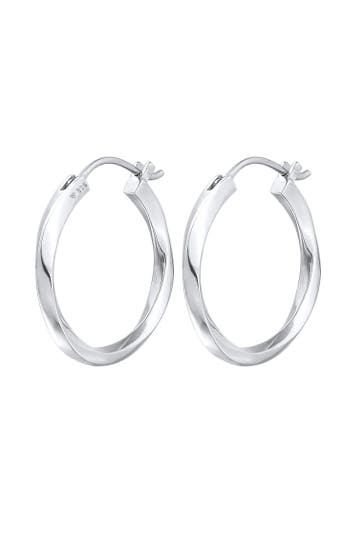 ELLI PREMIUM Ohrringe Creolen Twisted Gedreht Trend 925 Silber Silber