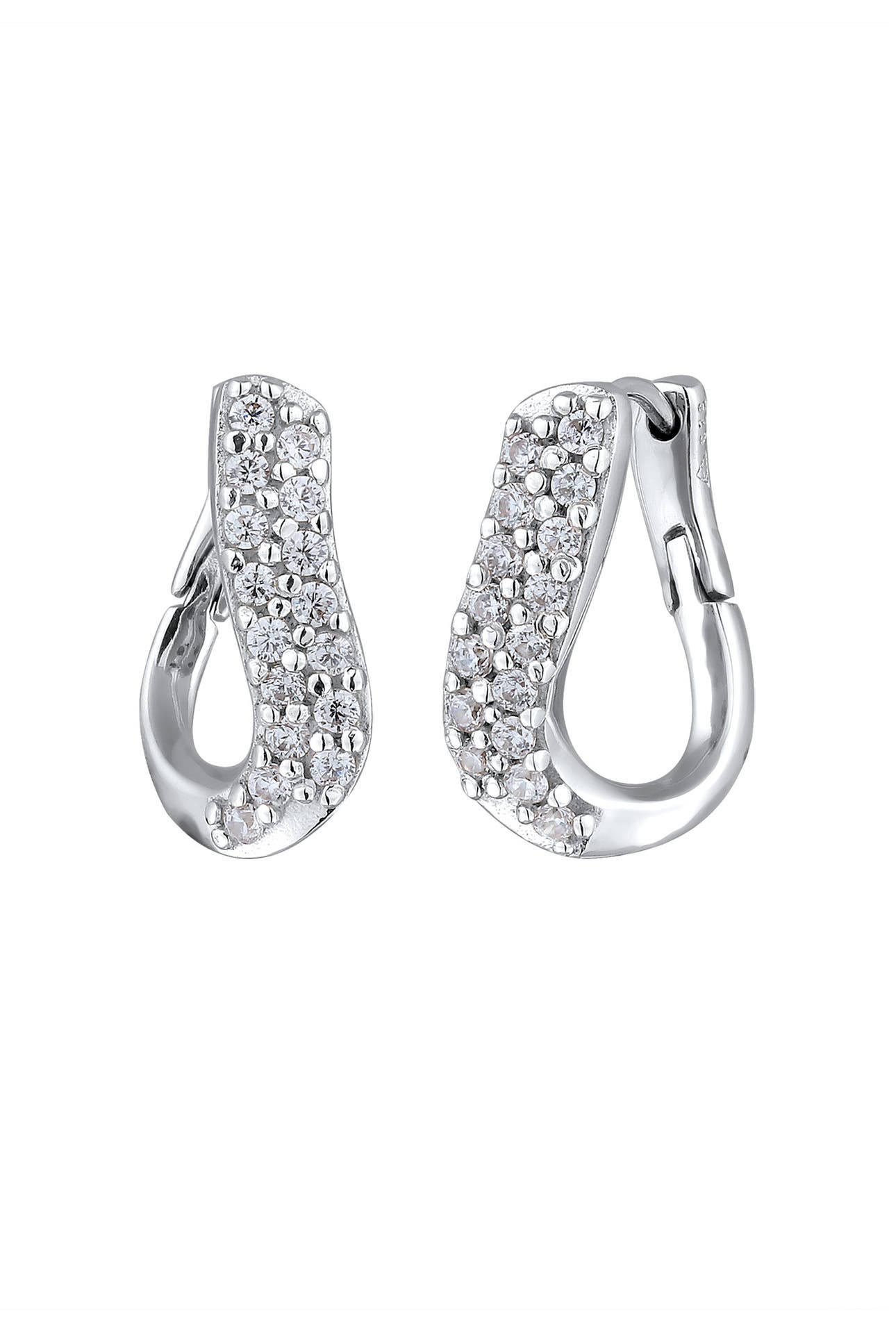 ELLI Ohrringe Creolen Zirkonia Weiß 925 Sterling Silber Silber, Bild 1