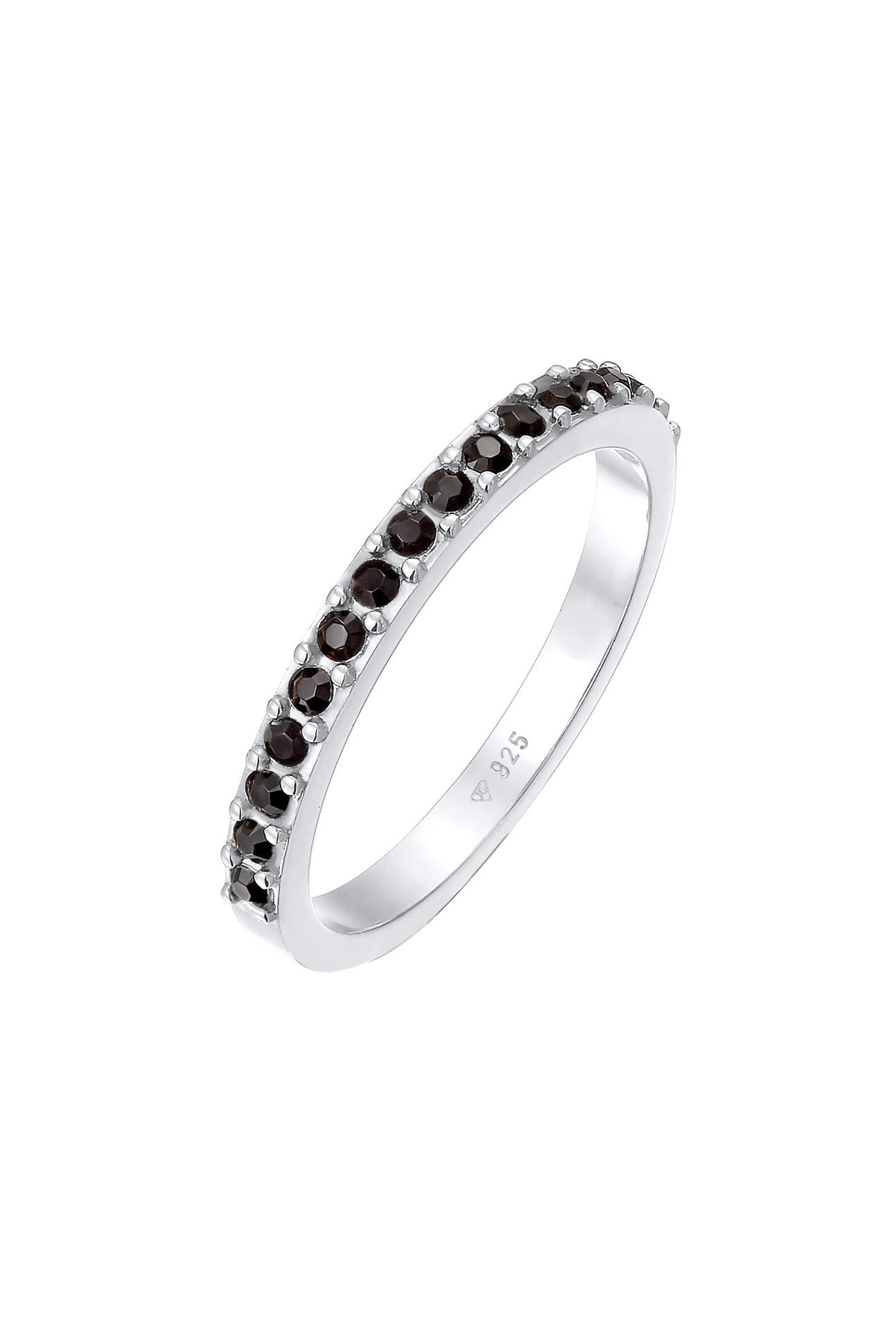 ELLI Ring Memoire Bandring Schwarz 925 Silber, mit Kristallen von Swarovski® Silber, Bild 1