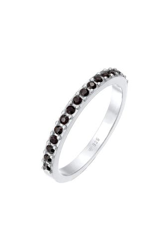 ELLI Ring Memoire Bandring Schwarz 925 Silber, mit Kristallen von Swarovski® Silber