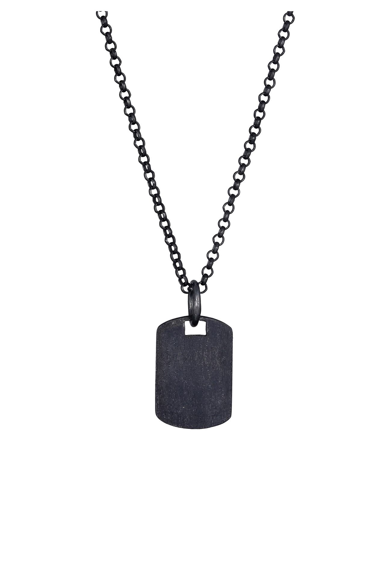 KUZZOI Kette Herren Dog Tag Military Platte Brushed 925 Silber Schwarz, Bild 1