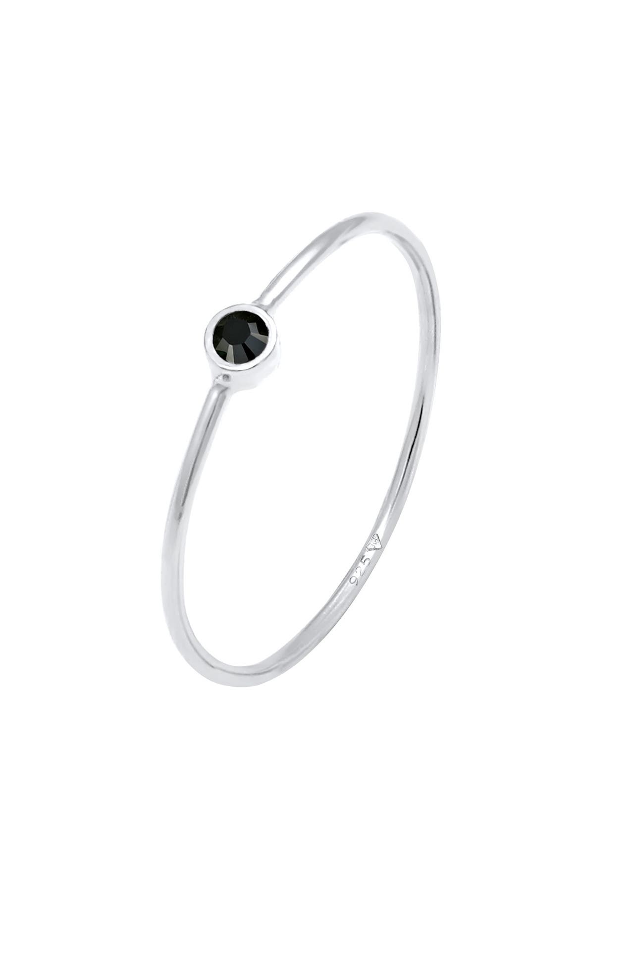 ELLI Ring Stapelring Basic 925 Silber, mit Kristallen von Swarovski® Schwarz, Bild 1