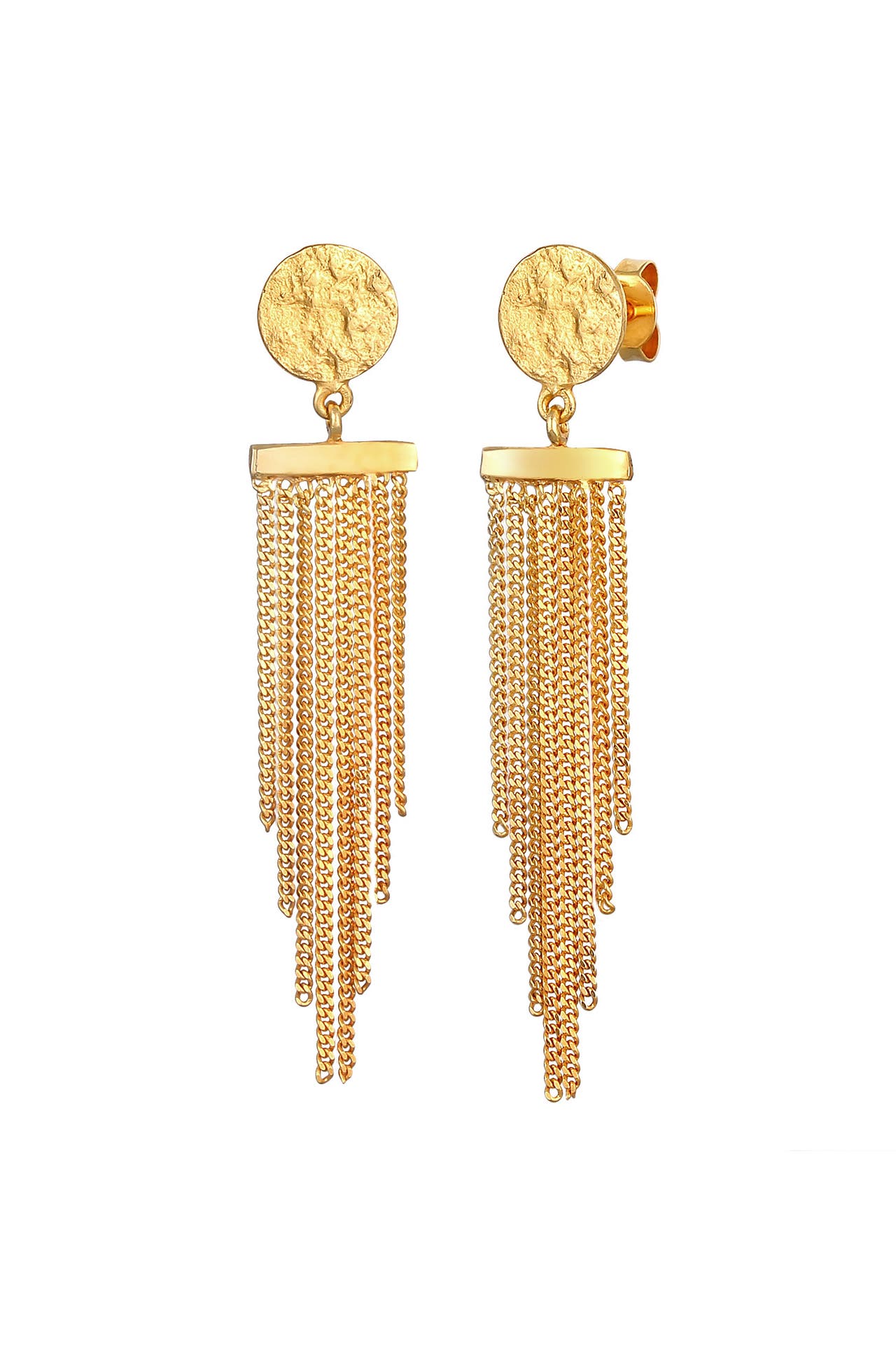 ELLI Ohrringe Stecker Plättchen Ketten Look Stylisch 925 Silber Gold, Bild 1