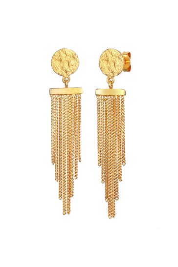 ELLI Ohrringe Stecker Plättchen Ketten Look Stylisch 925 Silber Gold