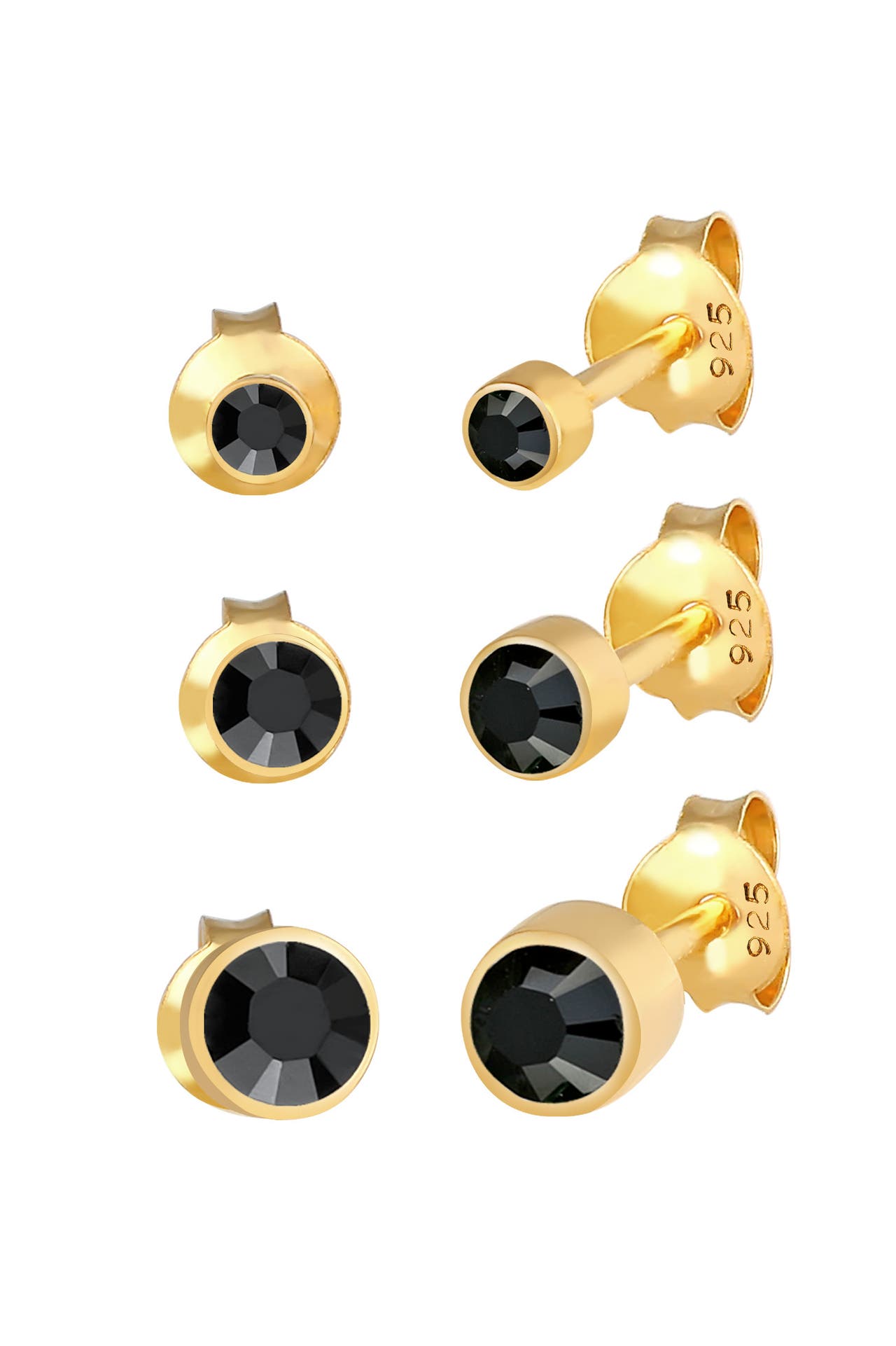 ELLI Ohrringe 3er Stecker Set Basic Ohrstecker Zirkonia 925 Sterling Silber Gold, Bild 1