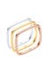 Ring Tri-Color Statement Viereck Set 925 Silber vergoldet