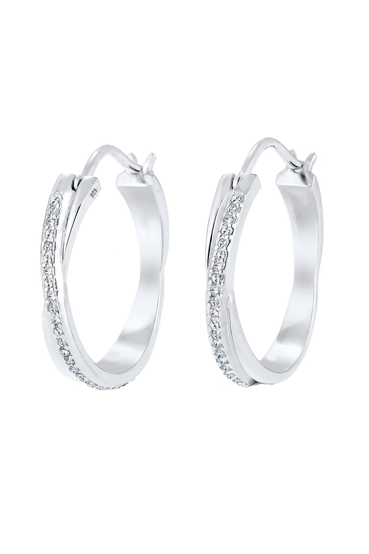 ELLI Ohrringe Creole Verschlungen 925 Silber, mit Kristallen von Swarovski® Silber, Bild 1