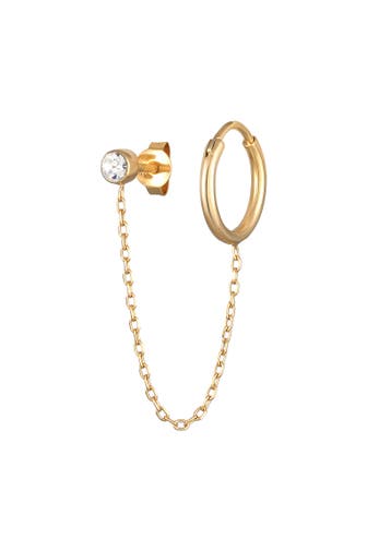 ELLI Ohrringe Doppelter Piercing 2-Loch Ohrring 925 Silber, mit Kristallen von Swarovski® Gold