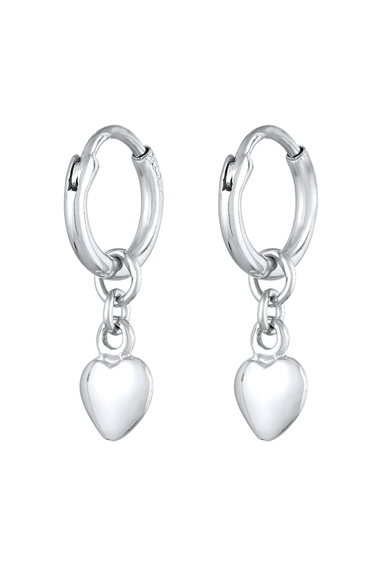 ELLI Ohrringe Creolen Herz Liebe Romantik 925 Silber Silber, Bild 1