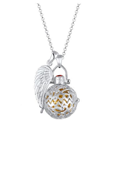 NENALINA Kette Engelsflüsterer Granat (16 mm) Flügel 925 Silber Silber