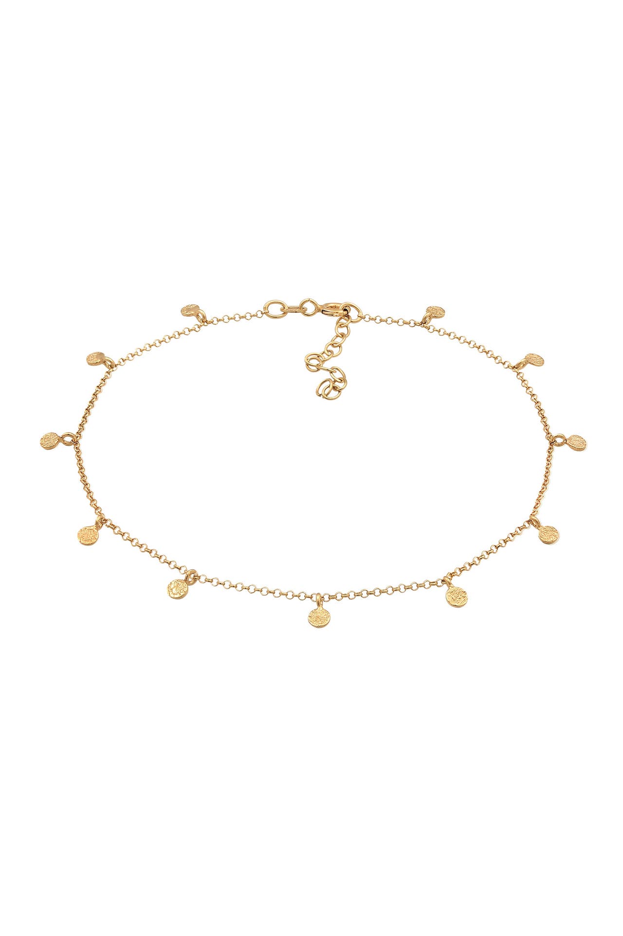 ELLI Fusskettchen Plättchen Organic Look 925 Silber Gold, Bild 1