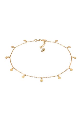 ELLI Fusskettchen Plättchen Organic Look 925 Silber Gold