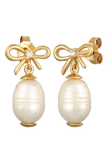 ELLI PREMIUM Ohrringe Süßwasserperle Barock Schleife 925 Silber Gold