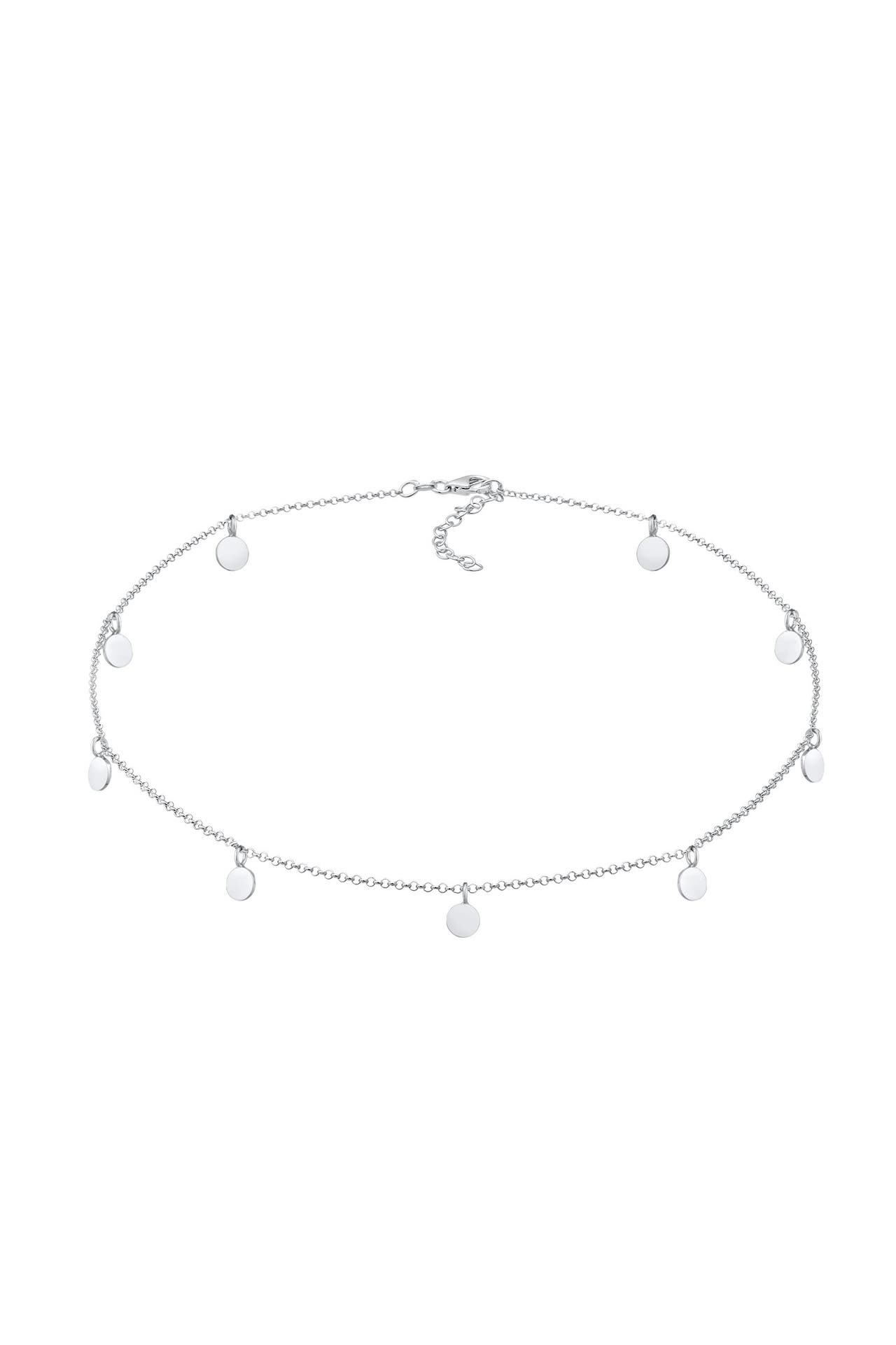 ELLI Kette Choker Plättchen Coin Poliert 925 Silber Silber, Bild 1