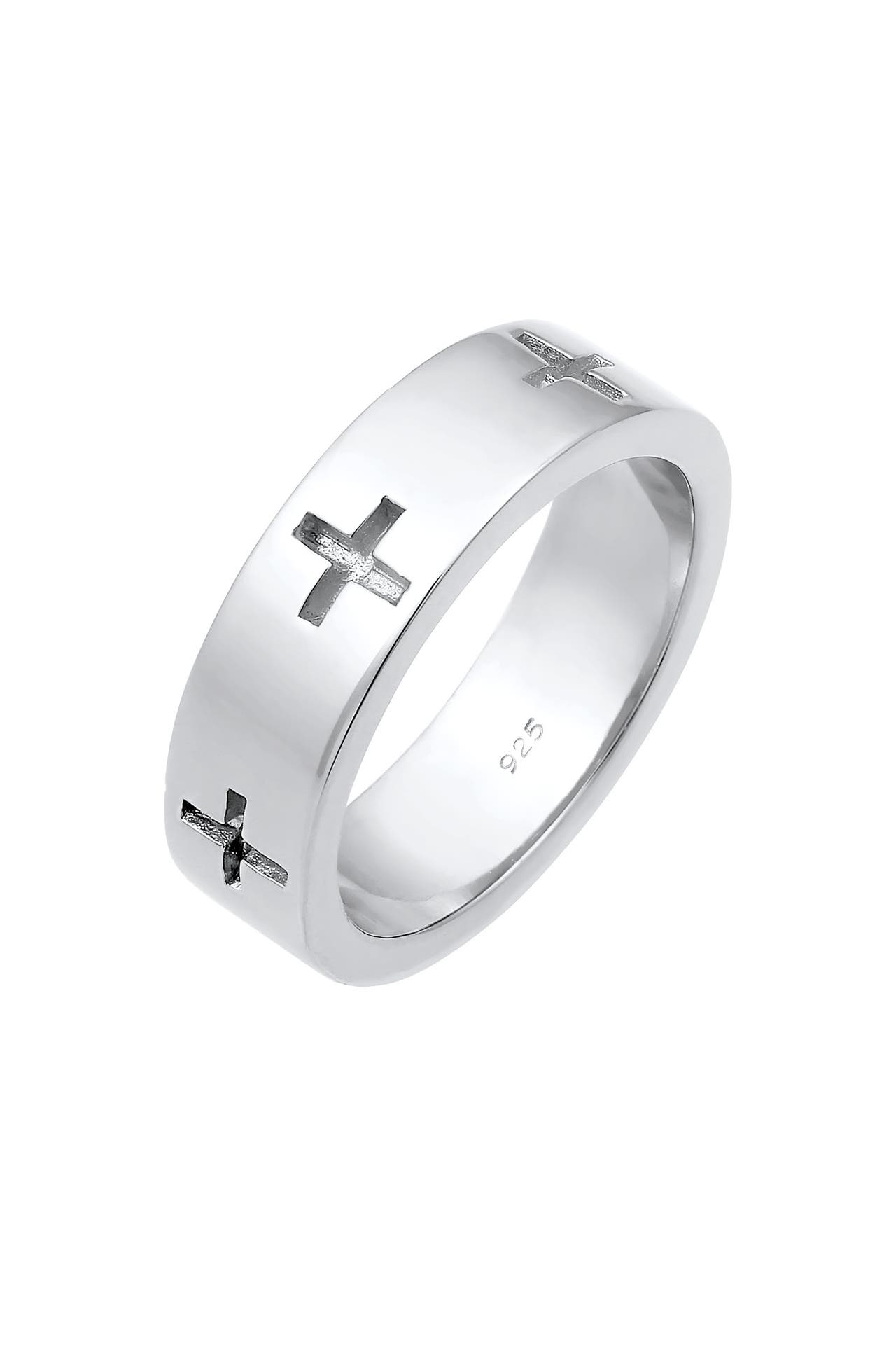 ELLI Ring Kreuz Cut Out Bandring Religiös Glaube 925 Silber Silber, Bild 1