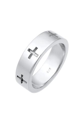 ELLI Ring Kreuz Cut Out Bandring Religiös Glaube 925 Silber Silber