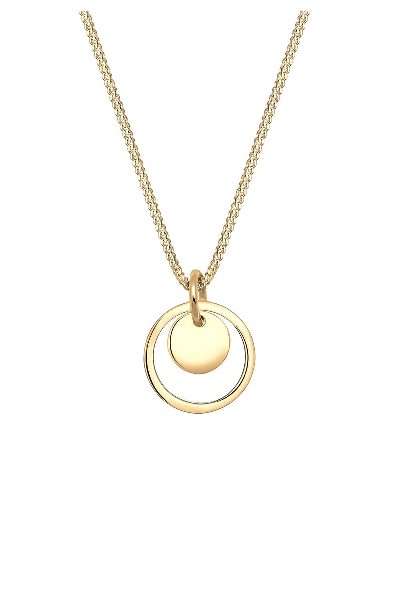 ELLI Kette Anhänger Rund mit Kreisen 925 Silber Gold, Bild 1