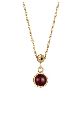 ELLI PREMIUM Kette Geburtsstein Edelstein Solitär 925 Sterling Silber vergoldet Rot
