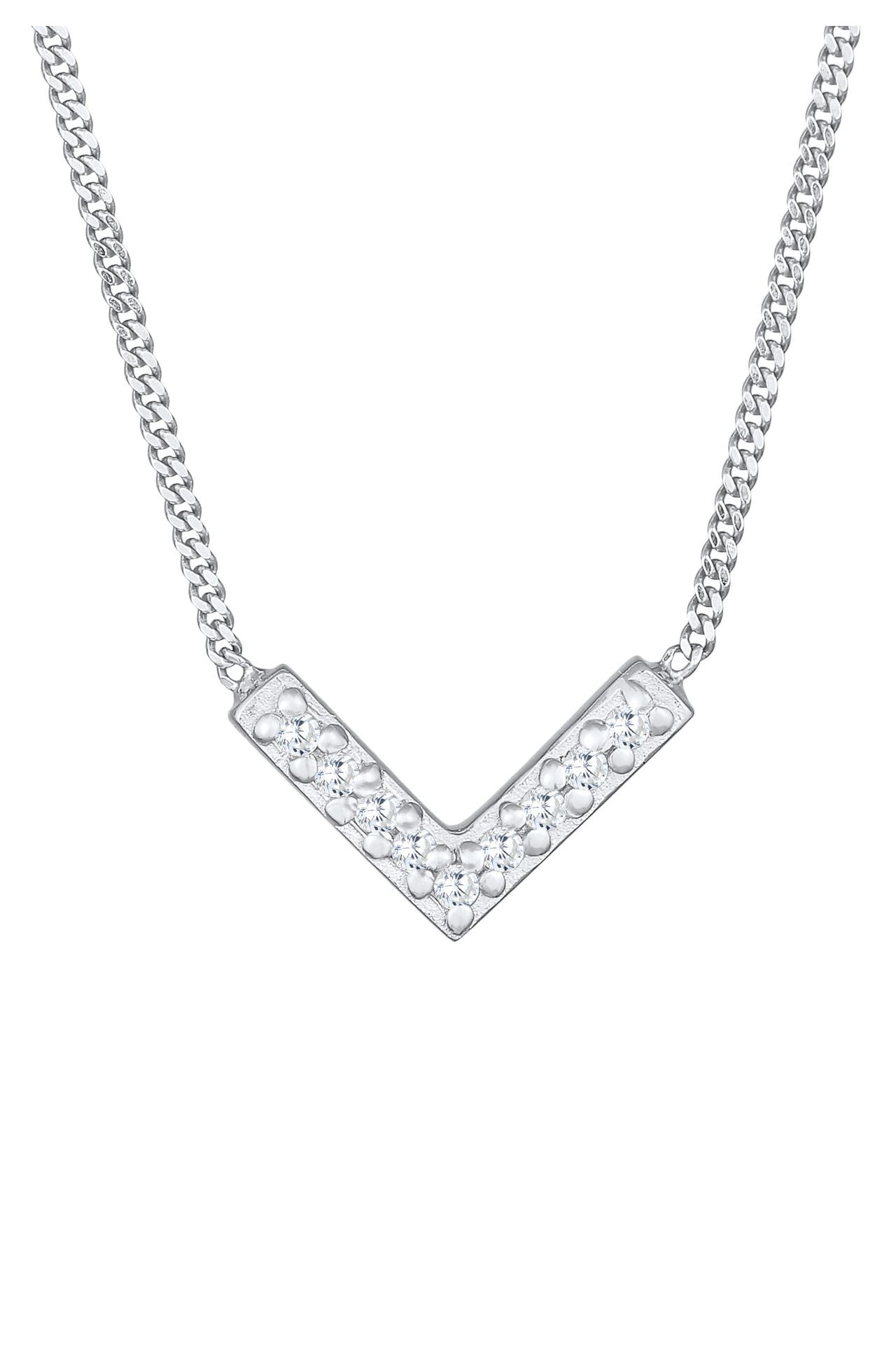 ELLI Kette Zirkonia V-Form Elegant 925 Silber Silber, Bild 1