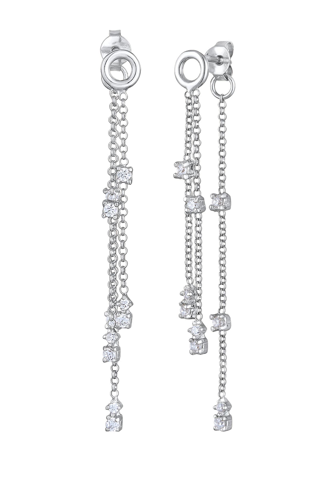 ELLI Ohrringe Ohrhänger Zirkonia Ketten Design 925 Silber Silber, Bild 1