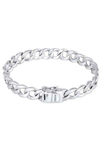 KUZZOI Armband Herren Panzerkette Kastenverschluss 925 Silber Silber