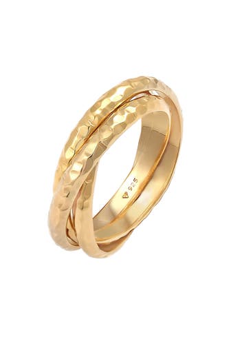 ELLI Ring Wickelring Trini Klassik Gehämmert 925 Silber Gold