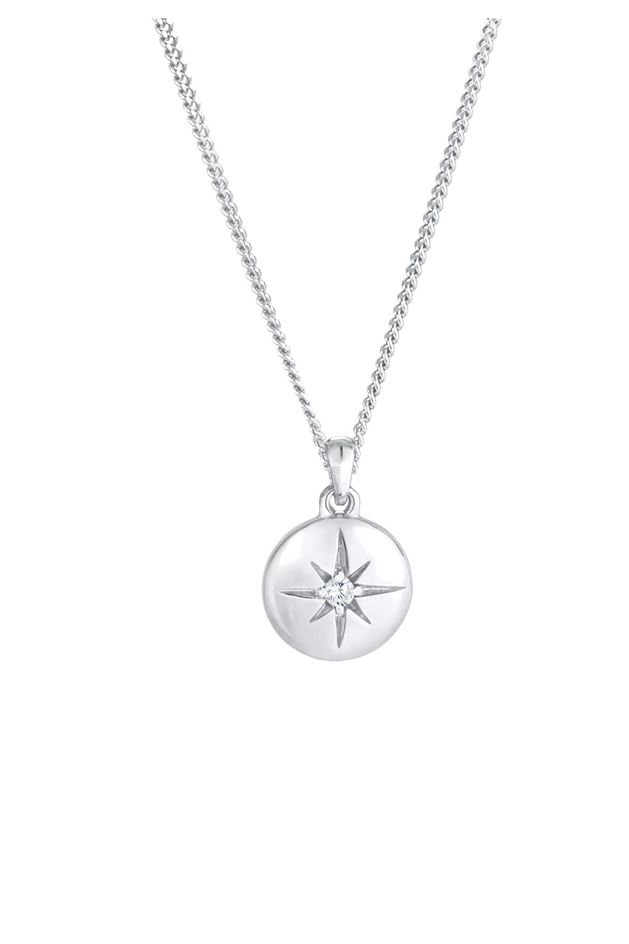 ELLI Kette Stern Plättchen Disc Zirkonia 925 Silber Silber, Bild 1