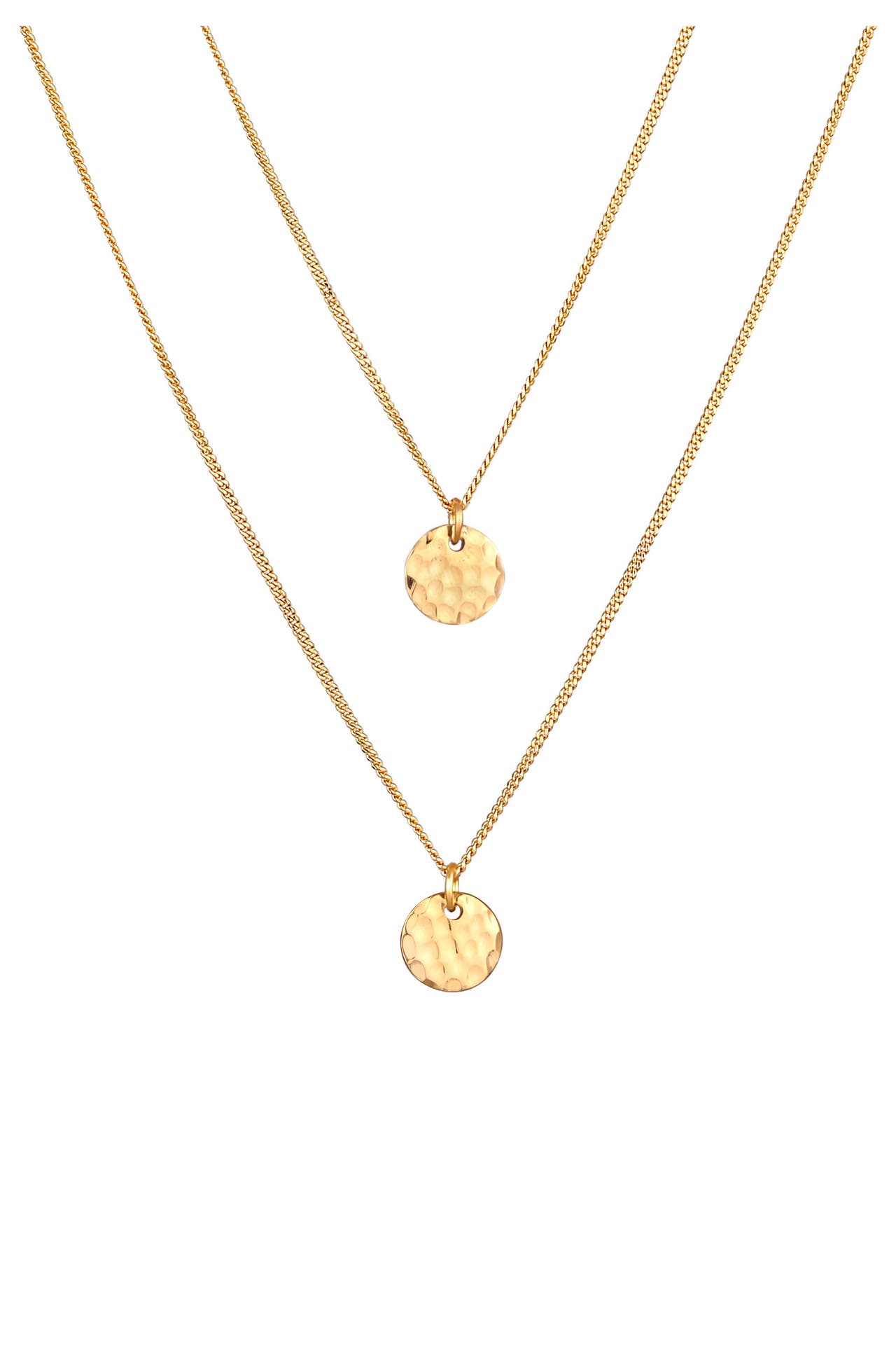 ELLI Kette Layer Kette mit Kreis Plättchen 925 Silber Gold, Bild 1