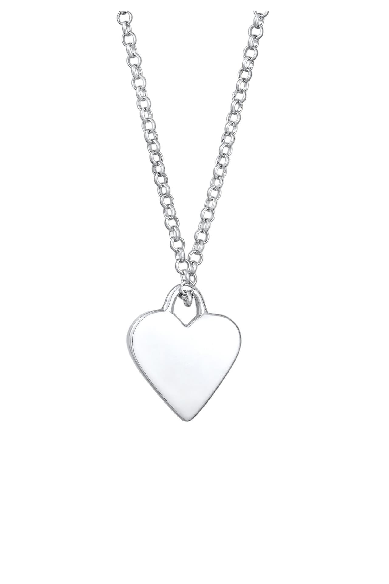 ELLI Kette Herz Plättchen Anhänger Filigran 925 Silber Silber, Bild 1