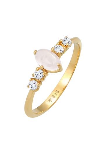 ELLI PREMIUM Ring Rosa Quarz Topas Oval Verlobung 925 Silber Gold