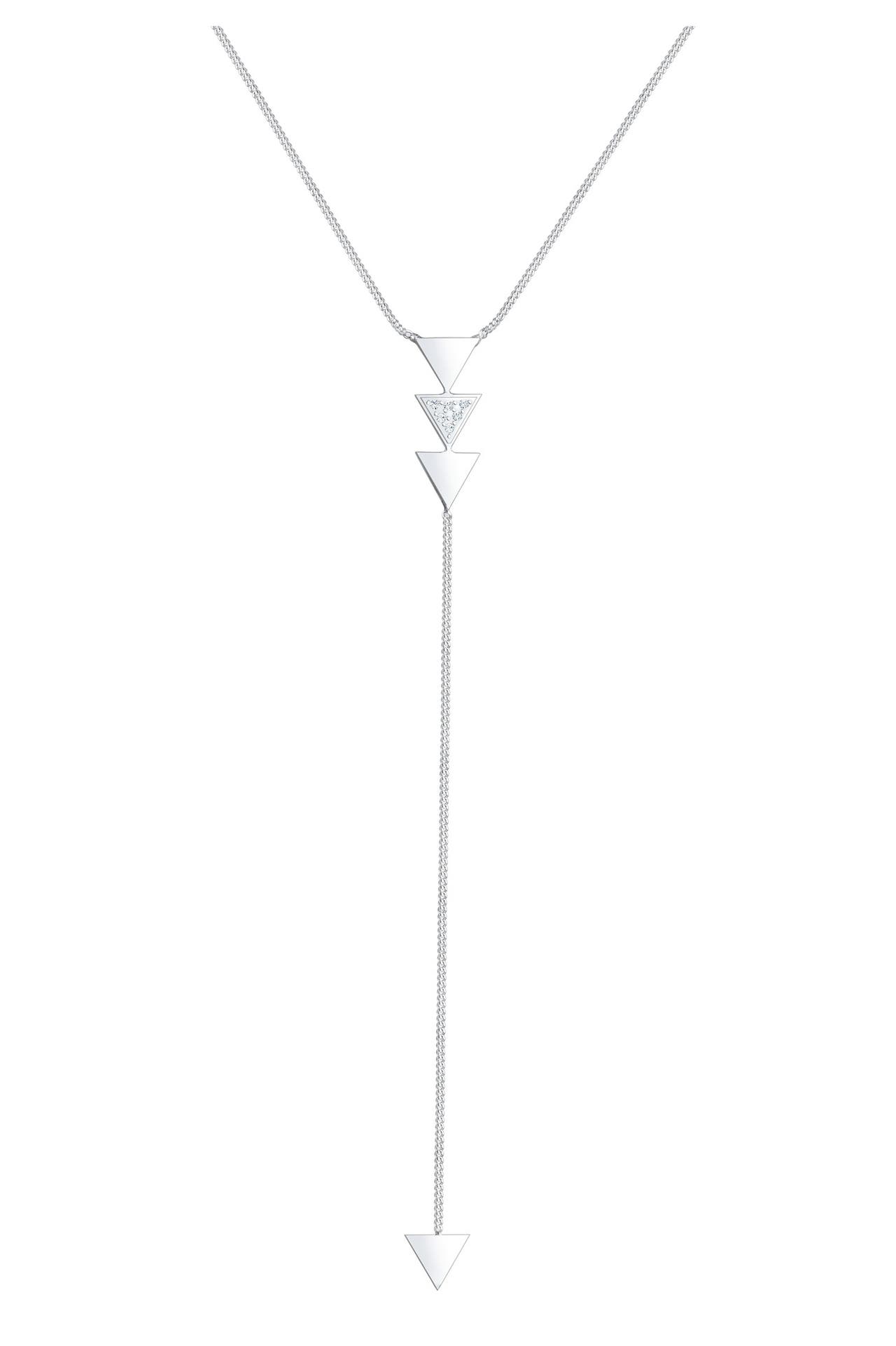 ELLI Kette Y-Kette Dreieck Glas Kristalle Weiß 925 Sterling Silber Silber, Bild 1