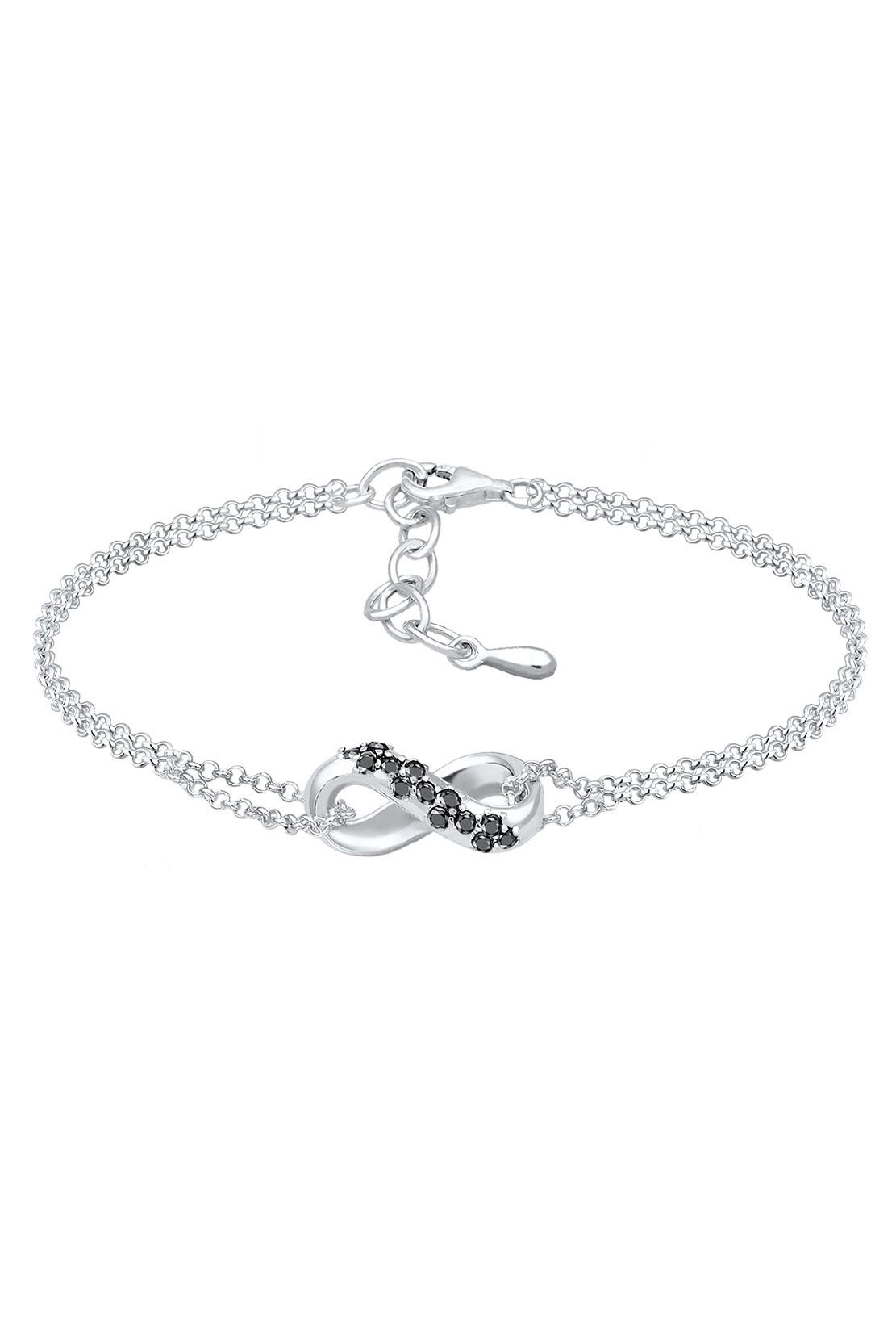 ELLI DIAMONDS Armband Infinity Diamant Schwarz (0,195 ct) 925 Sterling Silber Silber, Bild 1
