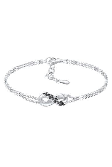 ELLI DIAMONDS Armband Infinity Diamant Schwarz (0,195 ct) 925 Sterling Silber Silber
