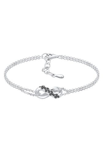 ELLI DIAMONDS Armband Infinity Diamant Schwarz (0,195 ct) 925 Sterling Silber Silber