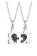 Kette Set Partnerkette Puzzle 925 Sterling Silber, mit Kristallen von Swarovski® Schwarz